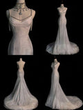 Fairytale Mermaid Straps Long Sequin Backless Wedding Dresses HZ1024