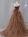 Sexy Mermaid Strapless Sleeveless Satin Long Prom Dress HZ1024