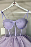 Sweetheart Spaghetti Straps Sparkly A-Line Mini Homecoming Dress HZ1024