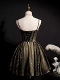 Modest Ball Gown Spaghetti Straps Black Tulle Birthday Outfit Homecoming Dress HZ1024