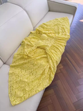 Sexy A Line Square Neckline Lace Yellow Long Prom Dresses HZ1024