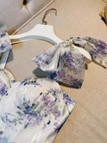 Sexy A Line StrapsNeckline Flower Lace Lilac Long Prom Dresses HZ1024