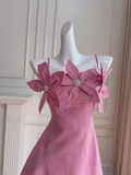 Unique A line Straps Pink Homecoming Dress 18th Birthday Outfit HZ1024
