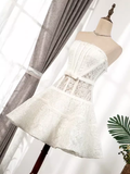 Unique A line Strapless Lace Tulle Homecoming Dress 18th Birthday Outfits HZ1024