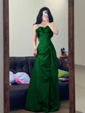 Elegant A Line Strapless Burgundy Satin Long Prom Dresses Formal Dress HZ1024