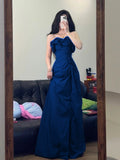 Elegant A Line Strapless Burgundy Satin Long Prom Dresses Formal Dress HZ1024
