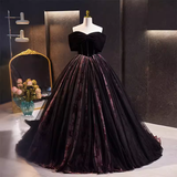 Vintage Ball Gown Tulle Black Sweet 16 Dresses HZ1024
