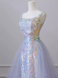 Sparkly Mermaid Straps Sequin Long Prom Dress HZ1024