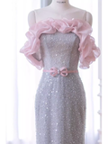 Mermaid Strapless Sequin Long Prom Dress HZ1024