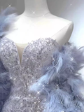 Elegant Mermaid Strapless Long Sequin Prom Dress HZ1024