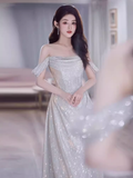 Mermaid Off The Shoulder Sequin Long Prom Dress HZ1024
