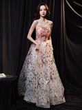 Simple A line Spaghetti Straps Sequin Pink Long Prom Dress HZ1024