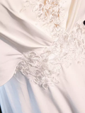 Sexy A line Short Sleeves Lace White Long Prom Dress HZ1024