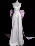 Sexy A Line Strapless Satin Long Prom Dresses HZ1024