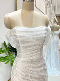 Elegant Sheath Off The Shoulder Sequin Slit Prom Dress Birthday Outfits With Ruffles HZ1024